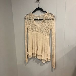 Free People Knitted Cream Long Sleeve Top Size: S